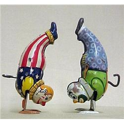 Two Handstand Clowns J. Chein & Co. Made in USA; 