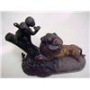 Image 2 : Lion and Monkey cast iron bank; 9" across x 9 1/2