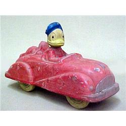 Donald Duck and Pluto; rubber car; some paint los