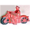 Image 1 : Motorcycle with Rider; painted red cast iron with