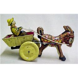 Mule and Cart; Marx; 8" across; very slight scrat