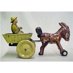 Mule and Cart; Marx; 8" across; minor scratches o