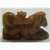 Image 2 : Mottled brown and green jade figure of reclining 