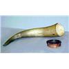 Image 2 : Powder horn; wooden cap; with rings for hanging s