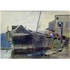 Image 2 : Frank Miller watercolor; dock scene; signed and d