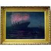Image 1 : Oil on canvas; Titanic sinking; image measures 20