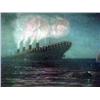 Image 2 : Oil on canvas; Titanic sinking; image measures 20