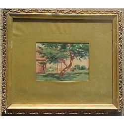 G. Glenn Newell watercolor; landscape with tree a