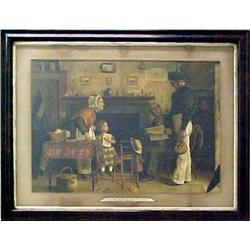 Framed lithograph "The Return of the Runaway"; im