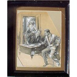 Will Grefe watercolor "The Pull of the Finger"; s