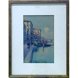 E. (Emilio) Boni watercolor "Morning - Venice" si