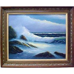 Earl Collins oil on canvas; seascape; signed lowe