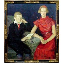 Arrah Lee Gaul oil on canvas; double portrait of 