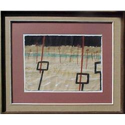 Arthur Flory; acrylic on paper; channel markers i