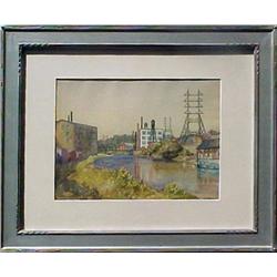 H.(Harry) L. Stevens watercolor; Manyunk industri