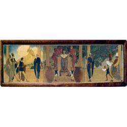 After Maxfield Parrish watercolor; three scenes e