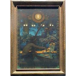 Maxfield Parrish; Edison Mazda calendar top with 