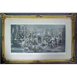 Em. Oberhauser; framed colored engraving plate si