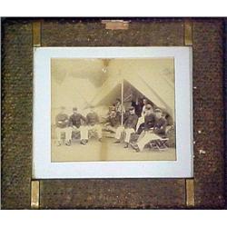 Civil War soldiers encampment group photo in gilt