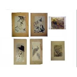Six Japanese wood block prints; each artist signe