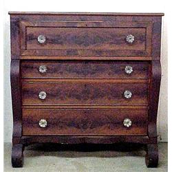 Walnut Empire chest of drawers; rectangular top o