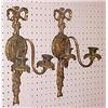 Image 1 : Pair of bronze candle sconces; ribbon swag and wr