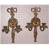 Image 3 : Pair of bronze candle sconces; ribbon swag and wr