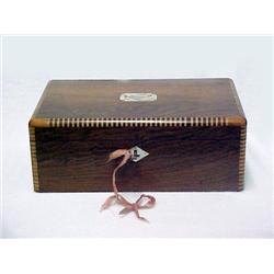 Inlaid rosewood lap desk; rectangular top with mo