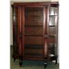 Image 1 : Oak bent glass china cabinet with side columns; b