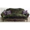 Image 1 : French style walnut and upholstered sofa; green v