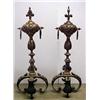 A pair of French brass andirons with plume finial