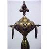 Image 2 : A pair of French brass andirons with plume finial