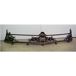 French brass fireplace bumper; clamshell crest; f