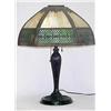 Miller painted metal lamp with slag glass panel s