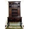 Inlaid oak cupboard; Continental; two piece; mold