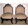 Image 1 : A pair of walnut Victorian and upholstered side c