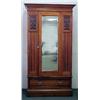 Image 1 : English armoire; molded overhanging cornice above