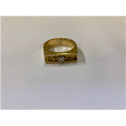 14K MENS NUGGET RING WITH DIAMOND RV $1975.00