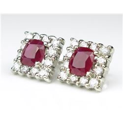 19CAI-3 BURMESE RUBY & DIAMOND EARRINGS