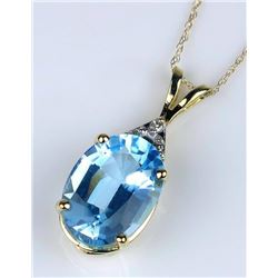 19CAI-71 BLUE TOPAZ & DIAMOND PENDANT