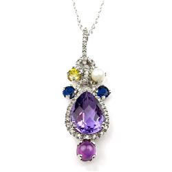 19CAI-48 MULTI-GEM & DIAMOND PENDANT