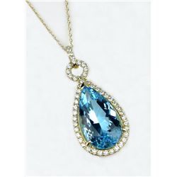 19CAI-21 BLUE TOPAZ & DIAMOND PENDANT