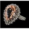 Image 1 : 4.76 ctw Morganite and Diamond Ring - 14KT White Gold