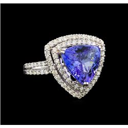 18KT White Gold 5.22 ctw Tanzanite and Diamond Ring