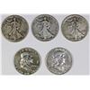 Image 1 : (5) SILVER HALF DOLLARS