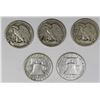 Image 2 : (5) SILVER HALF DOLLARS