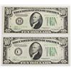 Image 1 : TWO 1934-A $10.00 FEDERAL RESERVE NOTE