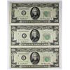 Image 1 : 3 PCS. 1950-A $20.00 FEDERAL RESERVE NOTES: