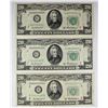 Image 1 : 3 PCS. 1950-B $20.00 FEDERAL RESERVE NOTES:
