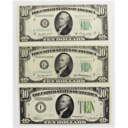 THREE $10.00 FEDERAL RESERVE NOTES: